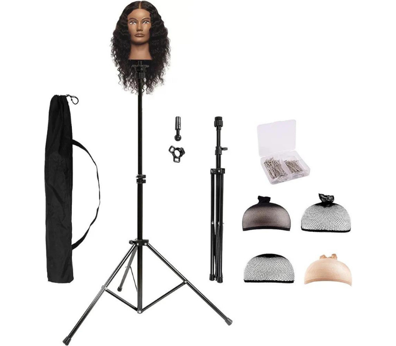 HYOUJIN Wig stand Tripod Mannequin Metal Adjustable Holder (Black) 